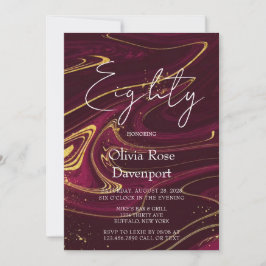 Marsala Wijn Goud Alcohol Inkt 80ste Verjaardagsfe Kaart