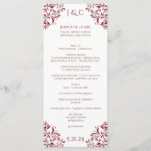 Marsala Wijn Nadine Trouwprogramma - Theelengte Programmakaart (Voorkant)