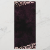 Marsala Wijn & Roos Goud Confetti Bruiloft Menu (Achterkant)