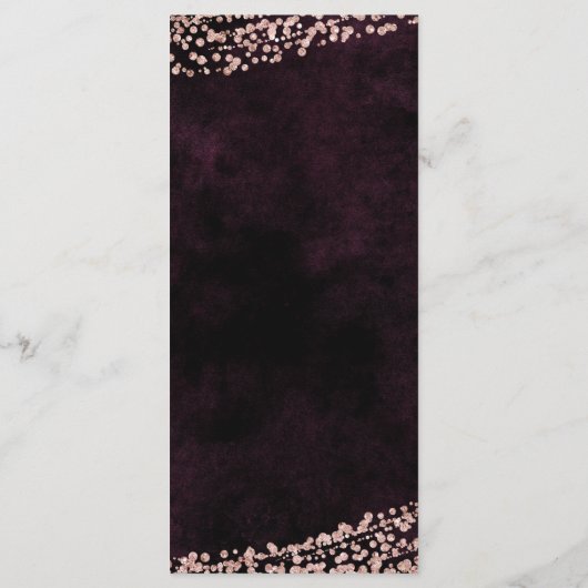 Marsala Wijn & Roos Goud Confetti Bruiloft Menu (Achterkant)