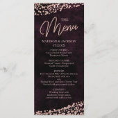 Marsala Wijn & Roos Goud Confetti Bruiloft Menu (Voorkant)