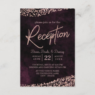 Marsala Wijn & Roze Goud Huwelijksreceptie Informatiekaartje