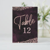 Marsala Wijn & Roze Goud Tafelnummer Zitplaatsen (Staand voorkant)