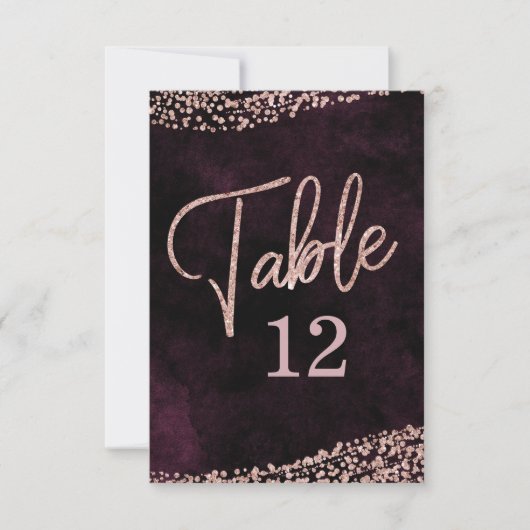 Marsala Wijn & Roze Gouden Tafelnummer Zitplaatsen (Voorkant)
