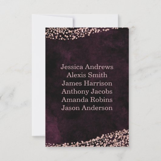 Marsala Wijn & Roze Gouden Tafelnummer Zitplaatsen (Achterkant)