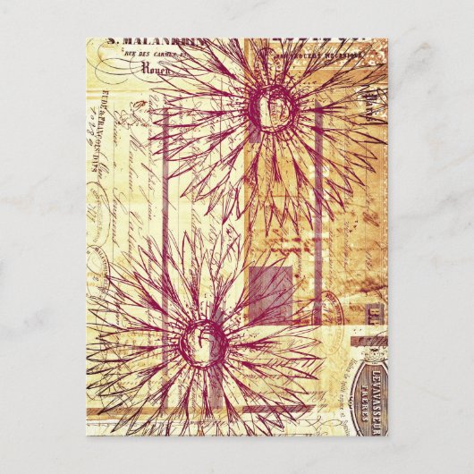 Marsala Wine Franse Typografie Flowers Briefkaart (Voorkant)