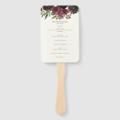 Marsala Wine Red Waterverf Floral Wedding Programm Handwaaier (Voorkant)