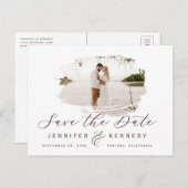 Marsala Wine Romantic geborsteld Lijst sparen de D Briefkaart (Voorkant / Achterkant)