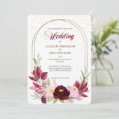 Marsala Wine Roos Double Lijst Weddenschap Kaart (Staand voorkant)