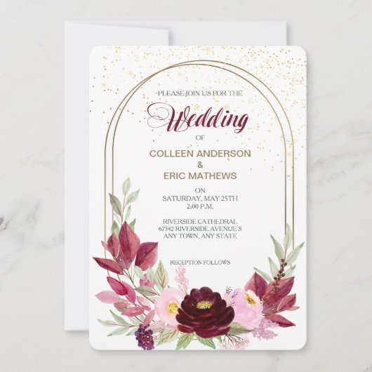 Marsala Wine Roos Double Lijst Weddenschap Kaart (Voorkant)