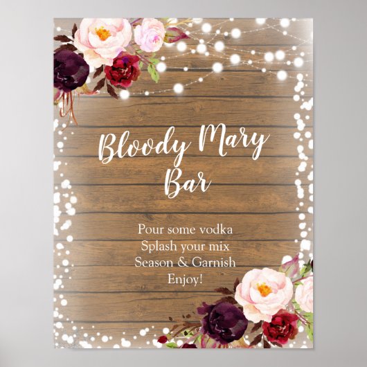 Marsala Winter Bloody Mary Bar Signage Poster (Voorkant)