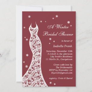 Marsala Winter Bridal Shower Kaart