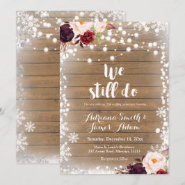 Marsala Winter Snowflakes Huwelijk Jubileum Kaart