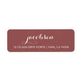 Marsala & Wit Elegante Kalligrafie Etiket (Voorkant)