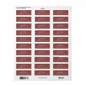 Marsala & Wit Elegante Kalligrafie Etiket (Full Sheet)