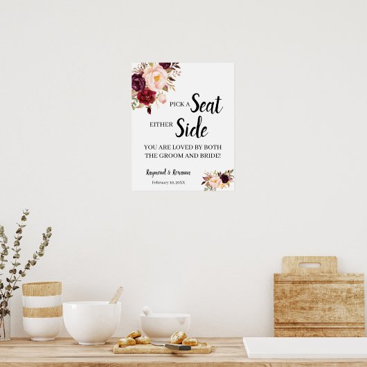 MarsalaFlower Pick a Seat Beide Side Weduwen Poster (Keuken)