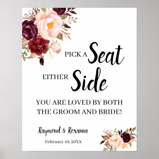 MarsalaFlower Pick a Seat Beide Side Weduwen Poster (Voorkant)