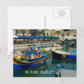 Marsaxlokk geverfde boten briefkaart (Voorkant / Achterkant)