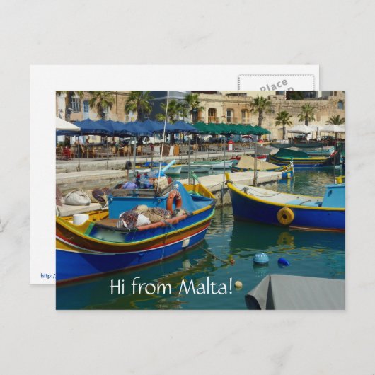Marsaxlokk geverfde boten briefkaart (Voorkant / Achterkant)