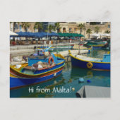 Marsaxlokk geverfde boten briefkaart (Voorkant)