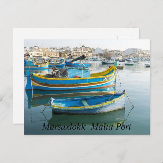 Marsaxlokk Malta Port Briefkaart (Voorkant / Achterkant)