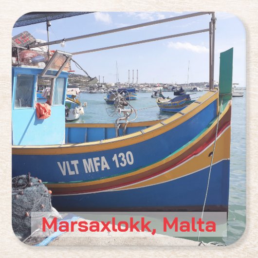 Marsaxlokk Vist Boats Malta Kartonnen Onderzetters (Voorkant)