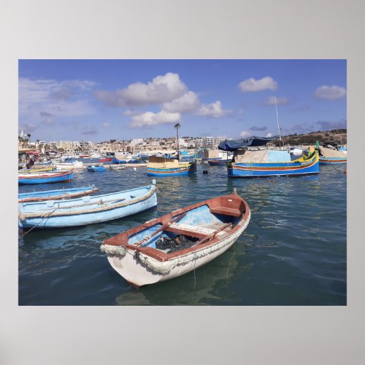 Marsaxlokk Vist Boats Malta Poster (Voorkant)