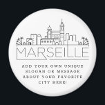 Marseille | Aangepaste stad Bericht of slogan Magneet<br><div class="desc">Een unieke magneetgunst die de prachtige stad Marseille,  Frankrijk vertegenwoordigt. Deze sleutelhanger toont de skyline van de stad met daaronder de naam. Onder de naam van de stad is een plek voor uw unieke slogan of verklaring over uw favoriete stad.</div>