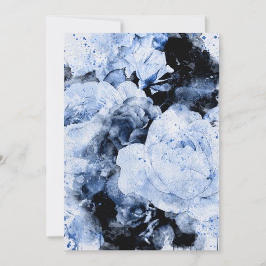 Marseille Blauw Abstract Bloemen Bruiloft Kaart (Achterkant)