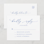 Marseille blauw en wit minimalistische bruiloft RS Briefkaart (Voorkant / Achterkant)