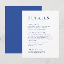Marseille Blauw & Wit Modern Minimalistisch Elegan Informatiekaartje