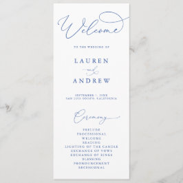 Marseille Blauw & Witte Elegeante Minimalistische  Programmakaart