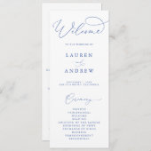 Marseille Blauw & Witte Elegeante Minimalistische  Programmakaart (Voorkant / Achterkant)