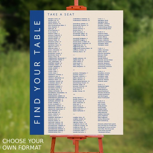 Marseille Bleu 210 Gasten Trouwstoelkaart Poster