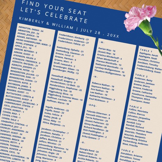 Marseille Bleu 240 Gasten Trouwstoelkaart Poster