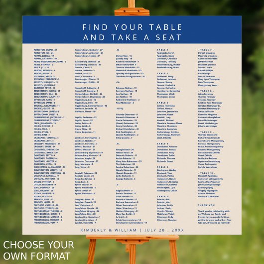 Marseille Bleu 300 Gasten Trouwstoelkaart Poster