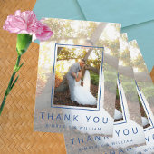 Marseille Bleu Chic 3 foto minimalistische bruilof Bedankkaart