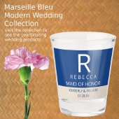 Marseille bleu chique bruiloft monogram gunsten shot glas