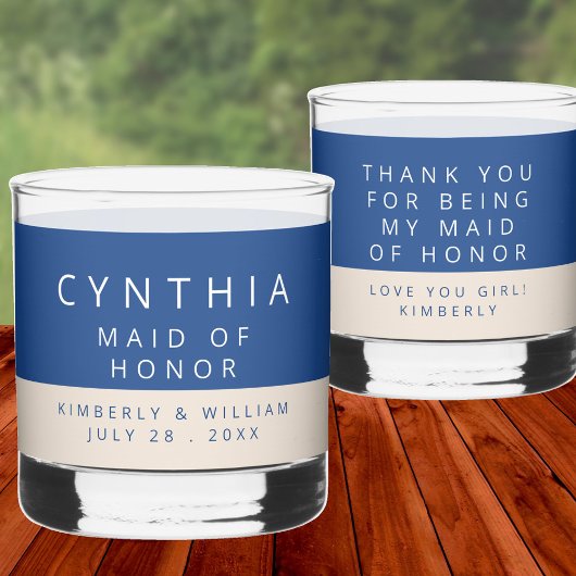 Marseille Bleu Dubbelzijdig bruiloft party gunsten Whisky Glas