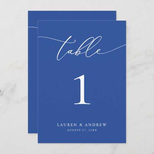 Marseille Bleu Minimalistisch Trouwtafelnummer (Voorkant / Achterkant)