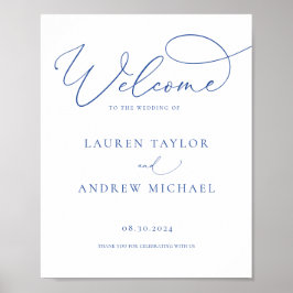 Marseille Bleu Minimalistisch Welkom op onze bruil Poster