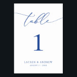 Marseille bleu minimalistische bruiloft | Aangepas Kaart<br><div class="desc">(**VOEG NOTA: Om orde te maken,  pas eenvoudig uw lijstaantal (en naam/datum) aan en voeg elk aantal aan uw kar afzonderlijk toe. Controleer vervolgens wanneer u klaar bent.) Mooie,  elegante,  moderne en minimalistische,  tabelnummerkaart. Volledig aanpasbaar met uw namen (of de Naam van de Gebeurtenis) en Datum.</div>