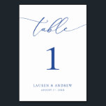 Marseille bleu minimalistische bruiloft | Aangepas Kaart<br><div class="desc">(**VOEG NOTA: Om orde te maken,  pas eenvoudig uw lijstaantal (en naam/datum) aan en voeg elk aantal aan uw kar afzonderlijk toe. Controleer vervolgens wanneer u klaar bent.) Mooie,  elegante,  moderne en minimalistische,  tabelnummerkaart. Volledig aanpasbaar met uw namen (of de Naam van de Gebeurtenis) en Datum.</div>