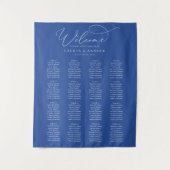 Marseille Bleu Minimalistische Wedding Zitkaarten Wandkleed (Voorkant)