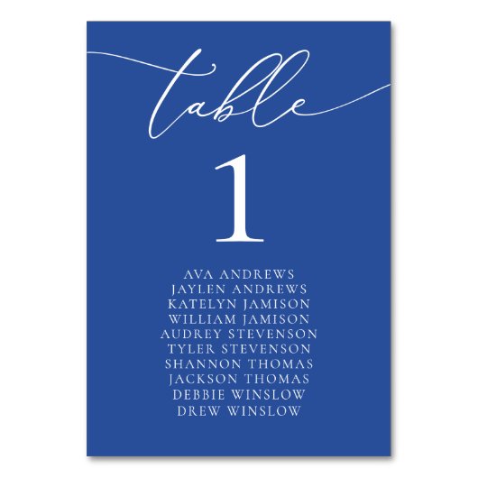 Marseille Bleu Minimalistische Zittafel Nummer Kaart (Voorkant)