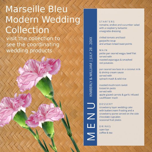 Marseille Bleu Moderne repetitie Diner Bruiloft Menu