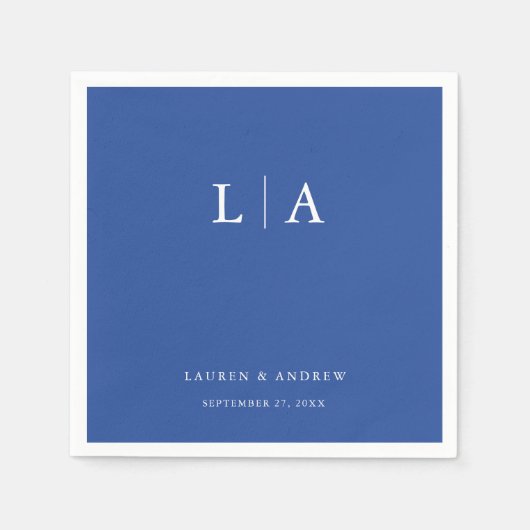 Marseille Bleu Monogram Eenvoudige Minimalistische Servet (Voorkant)