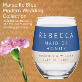 Marseille Bleu trouwnaam bruids partij gunst Wijnglas Zonder Voet
