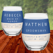 Marseille Bleu trouwnaam bruids partij gunst Wijnglas Zonder Voet