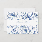 Marseille Bleu Tuin Bloemen Bruiloft RSVP Kaartje (Achterkant)